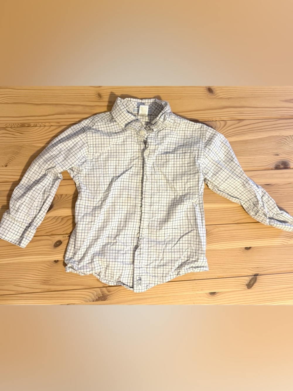 Janie and Jack White Button-Down Shirt with Blue Grid Plaid